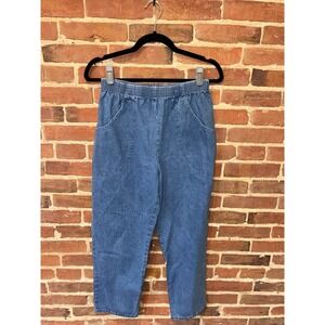 Briggs Petite 8P Blue Denim Elastic Waist Pull On Pants USA